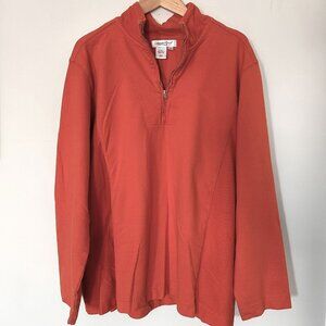 Women's Coldwater Creek Burnt Orange 1/4 Zip Pullover Top 2XL